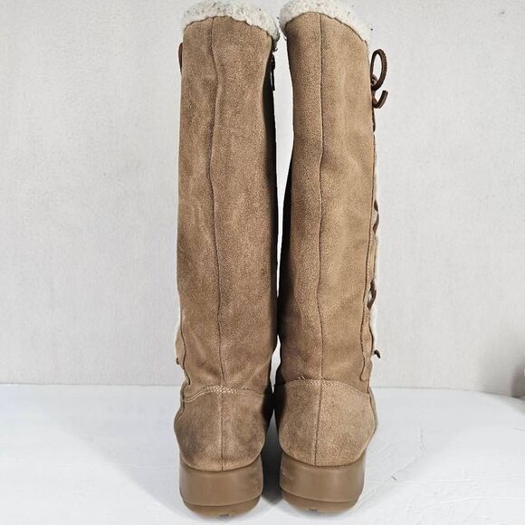 Hillard and Hanson Snowday Suede Shearling Boots Tan 9 - Picture 7 of 9